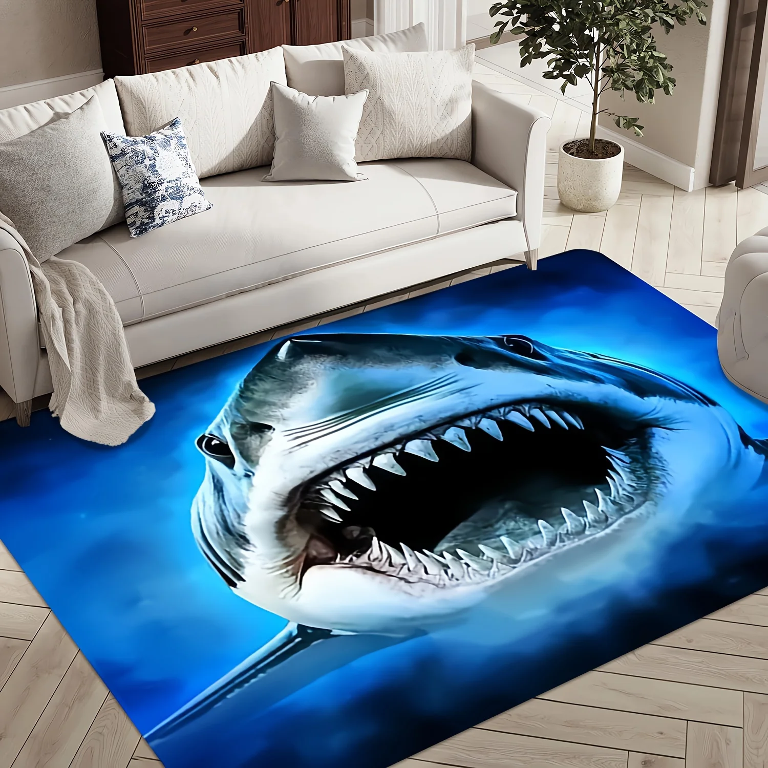 Dramatic T-Rex Dinosaur Mouth Area Rug Floor Mat Waterproof Home Decor Living Room Kids Gift Jurassic Theme Nursery Accent Rug
