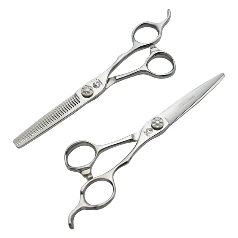 Factory Price Professional Good Stainless Steel Straight Barber Leather Herb Hair Cutting Scissors Sets