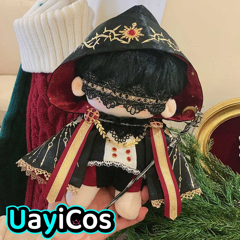 

20cm Doll Clothes Black Red Magic Pants Hood Cloak Eye Mask Clothing Costume Suit Doll Anime Game Toy Kids Gifts Cosplay