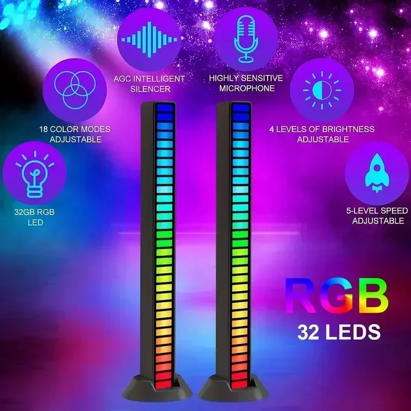 RGB voice-activated lights, voice-activated pickup rhythm lights, LED ambient lights, 32-bit audio lights with 8-mode music sync