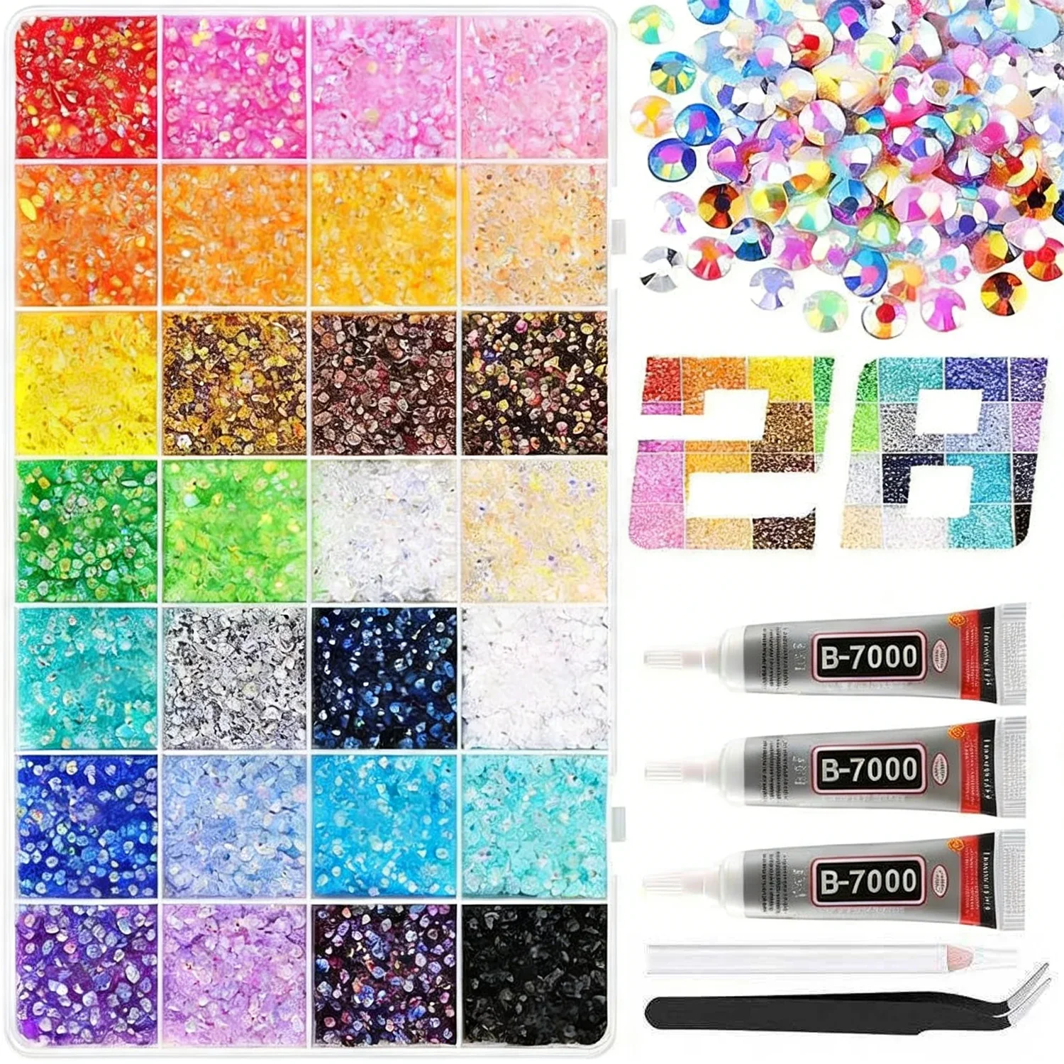 28er-Set 3/4/5mm Gemischte Farben Jelly-/Harz-Strass-Steine für DIY-Kleidung, Nägel, Handydekoration, Brillen, Hüte usw.
