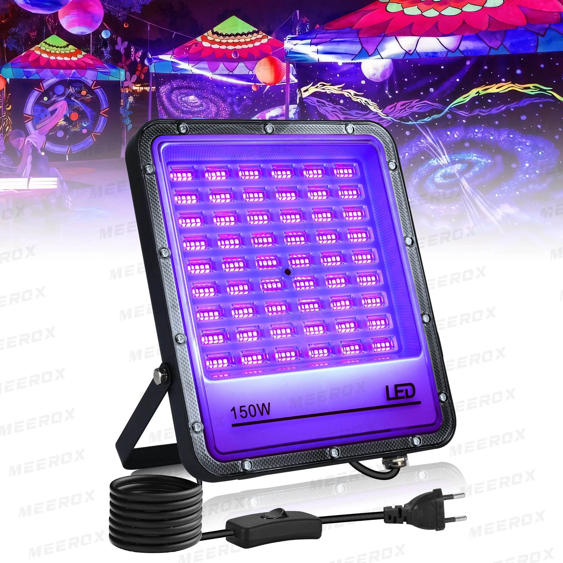 50W 100W 150W UV-Schwarzlicht Outdoor LED-Flutlicht mit Stecker LED-Scheinwerfer 395nm Lampe für Bar, Nachtclub, Party, Halloween