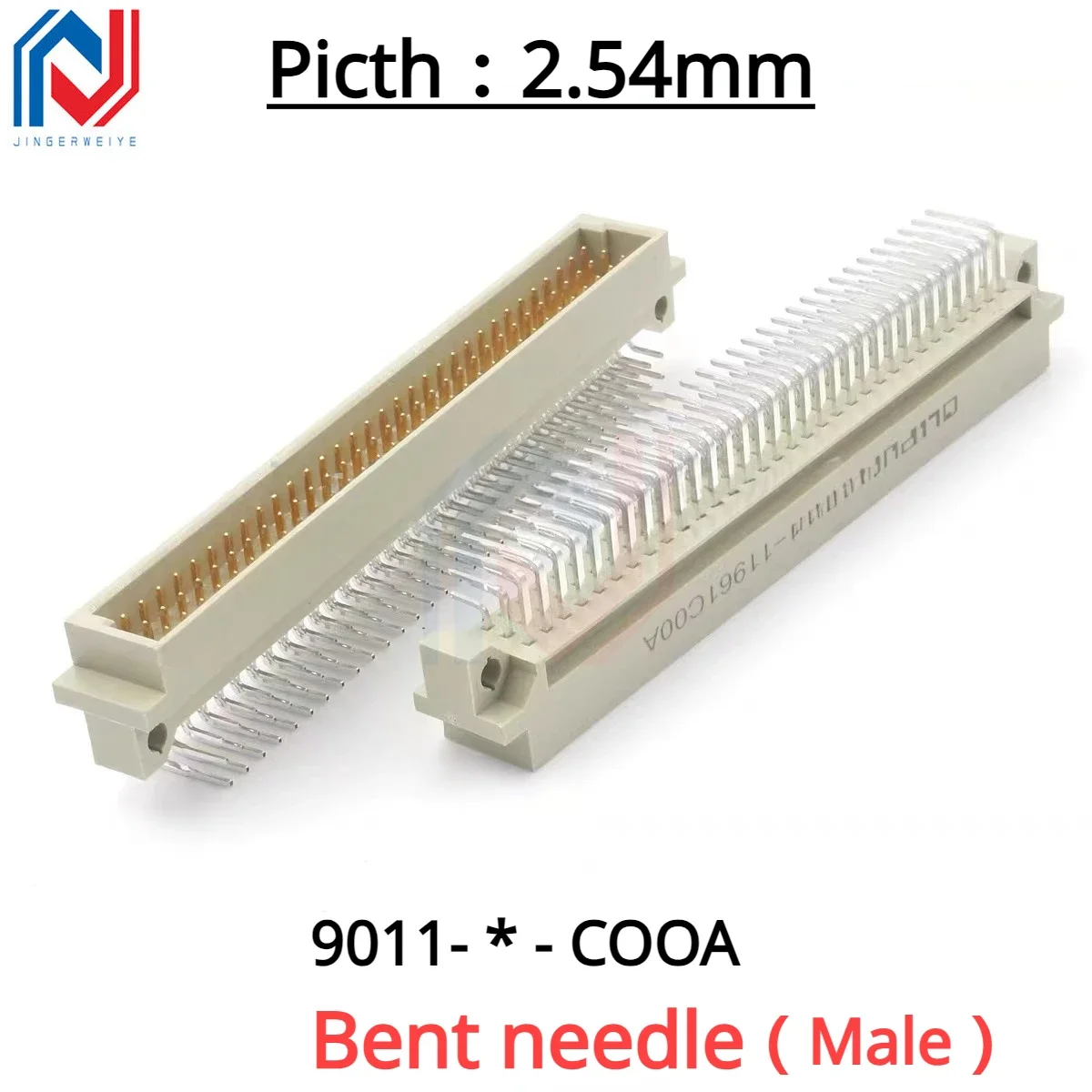 1Pcs DIN41612 European socket 9001COOA 2.54mm board-to-board connector bent pin straight hole Bent hole straight pin 10P/20P-96P