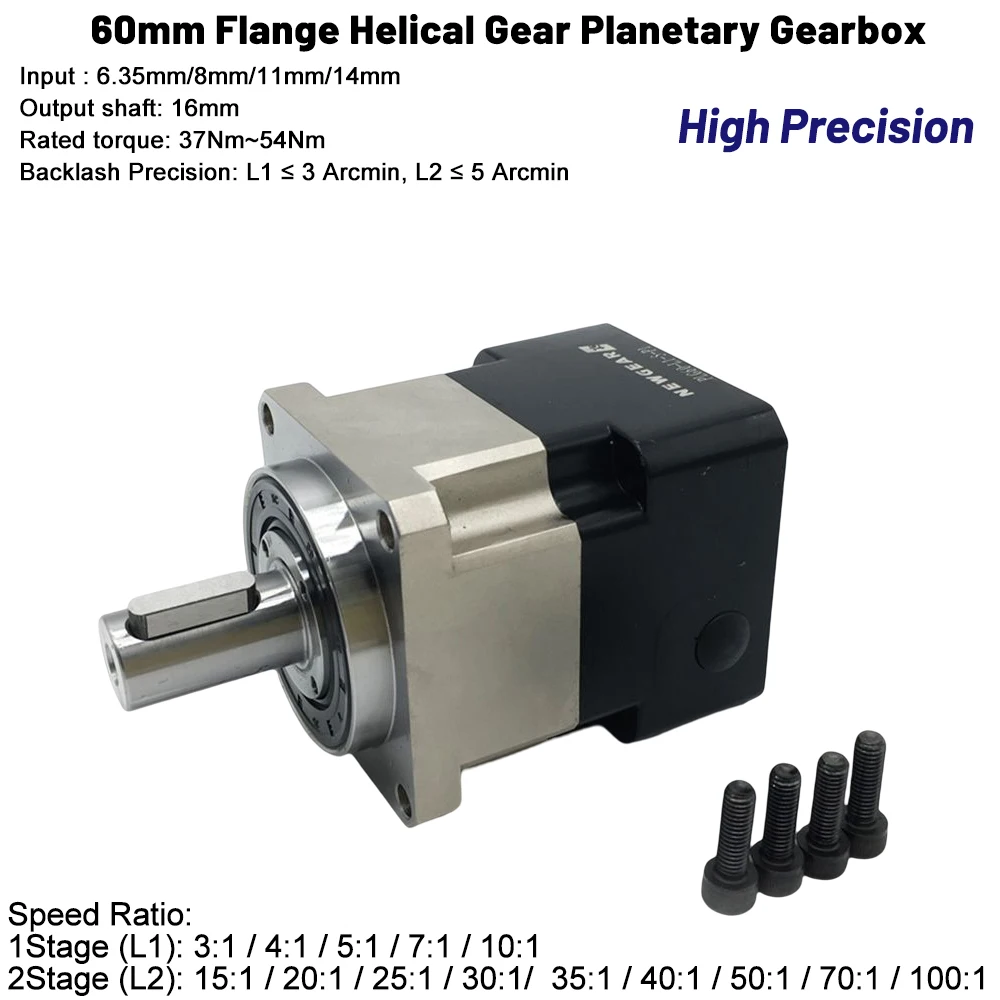 Imagem -02 - Relação Helicoidal da Engrenagem da Caixa de Engrenagens Planetária de Nema23 da Elevada Precisão 100 6.35: Entrada 200 11 14 mm Saída 16 mm para 400w w Servo 3arcmin