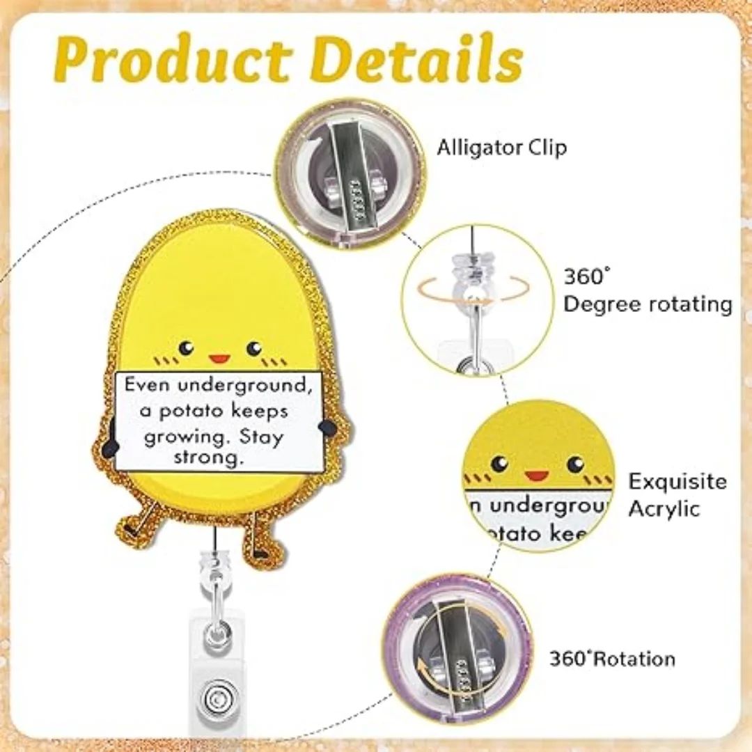 مضحك الفاكهة عبارات تحفيزية شارة بكرة البطاطس الإيجابية لطيف يقتبس ممرضة شارة أصحاب قابل للسحب اسم العلامة معرف حامل قصاصة #4