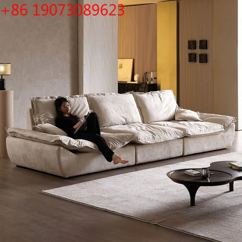 

Sailing sofa ultra-wide sitting depth adjustable backrest living room small apartment cream wind matte fabric sofa
