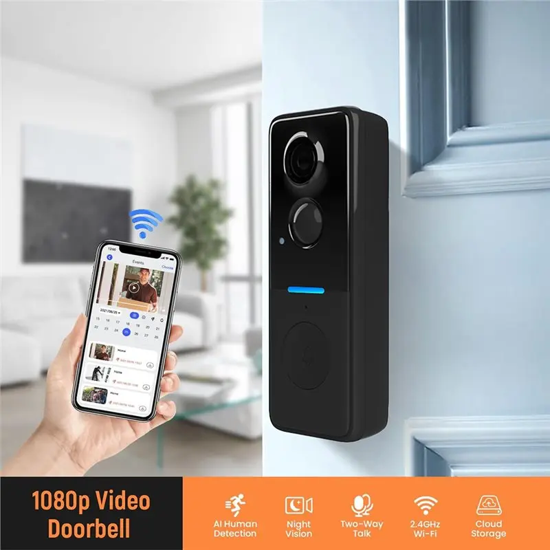 【RECOMENDAR】Battery-Powered Doorbell Camera Dual Time Announcement, High-Definition Recording, Two-Way Audio, Night Vision Smart