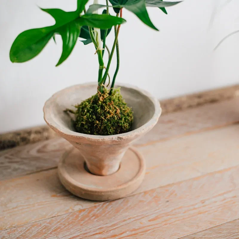 Ceramic Flower Pot Home Decoration Handmade Ceramic Terracotta Pot Hammered Basin with Tray Succulent Planting Garden Supplies