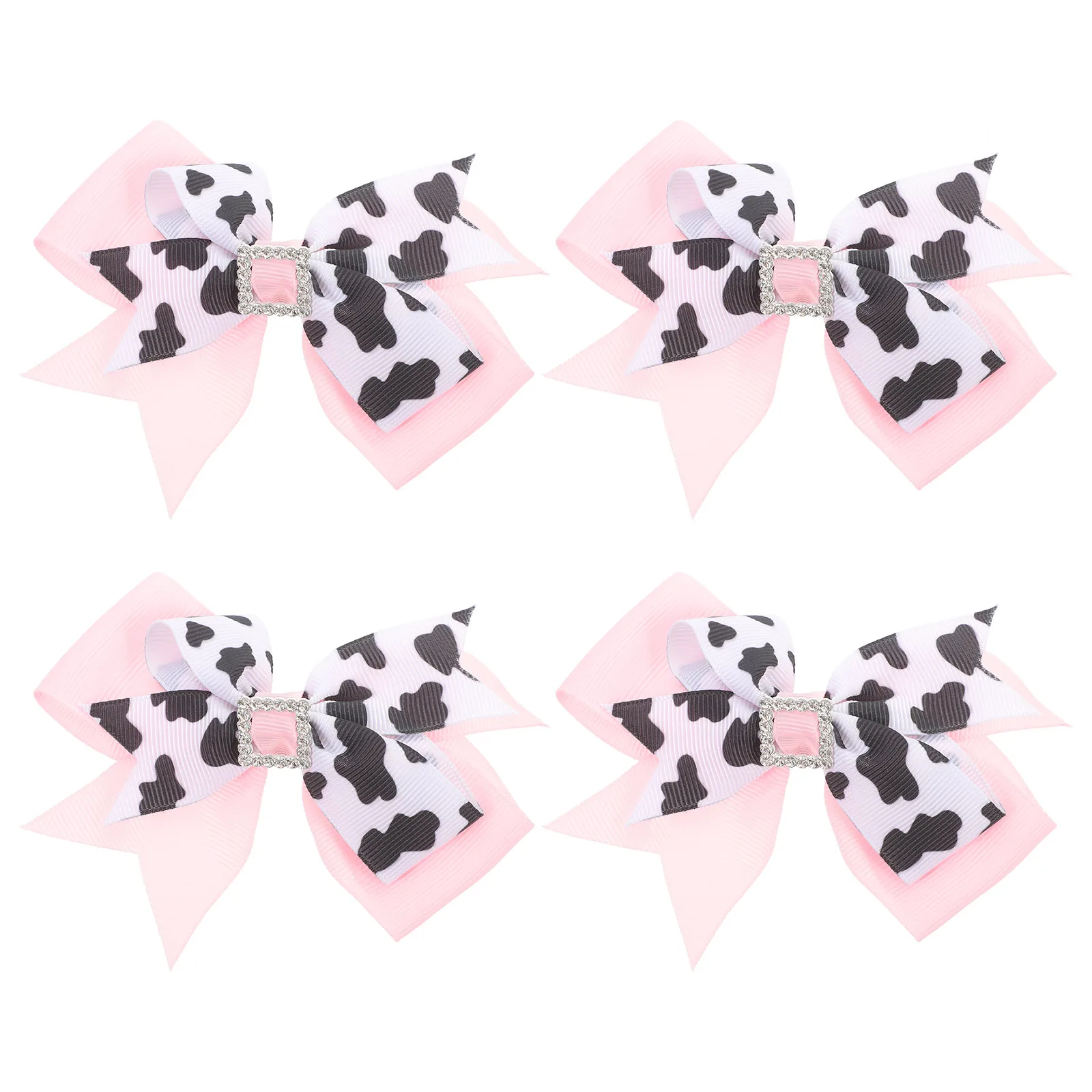 

4 Pcs Cow Print Bow Hair Clips for Women Large Bows Hair Accessories Pink Black Bowknot Stylish Daily Prom Wedding Party