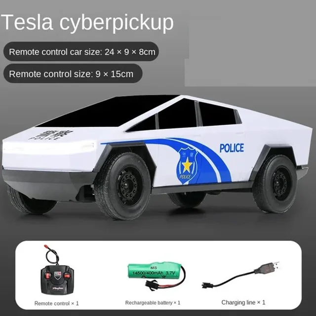 Nuevo coche de Control remoto con camioneta cibernética de simulación de Color metálico, coche de policía de autobús de juguete, nuevos regalos de cumpleaños para niños