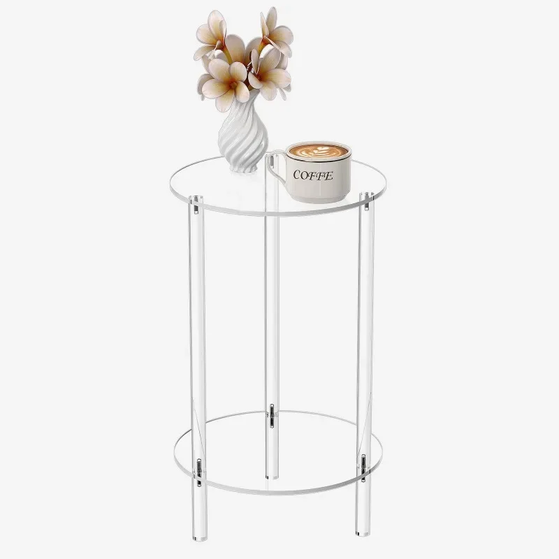 

room small apartment Internet celebrity light luxury bedroom table, double transparent small round table Nordic style