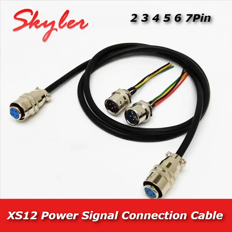 Soldering XS12-2 3 4Pin 5 6 7 Pin Quick-Lock Aviation Plug Copper Extension Cable XS12 Male/Female Power/Signal Connection Cable