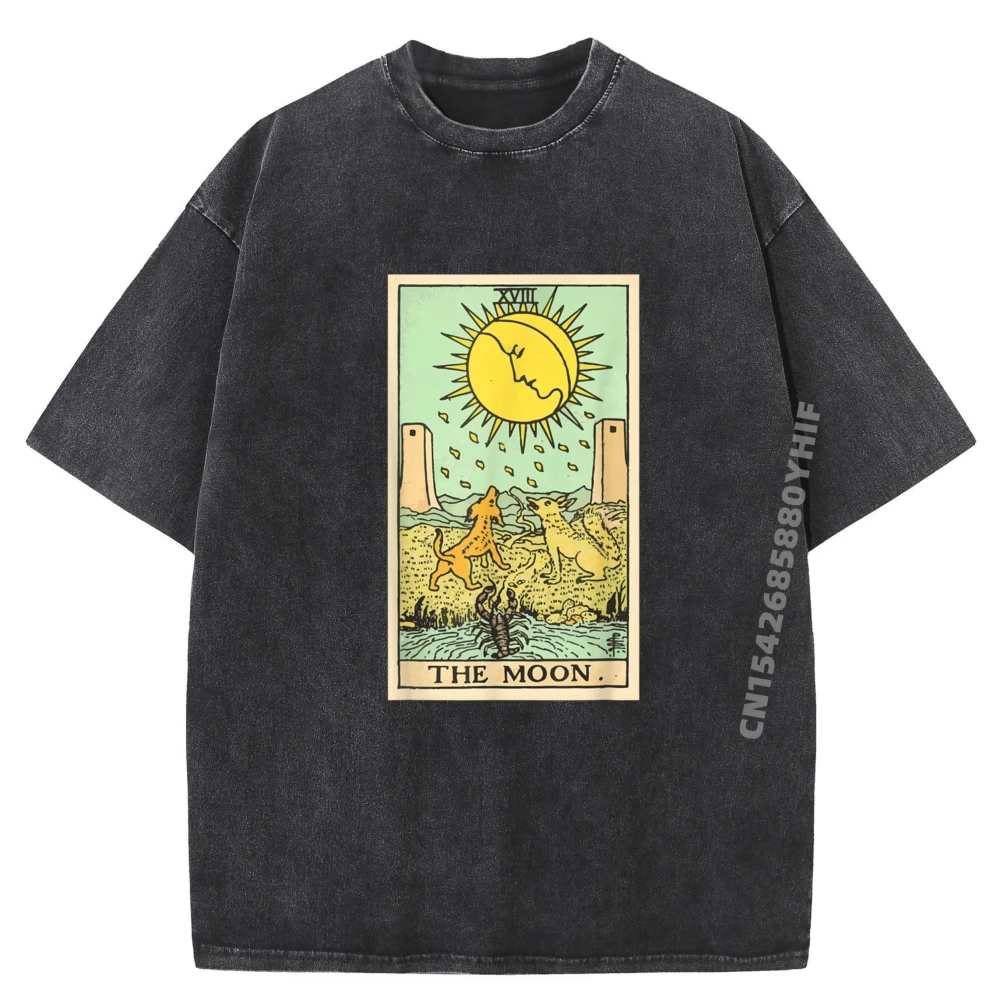 

Забавные футболки с изображением карты Таро Луны Xviii, мужские топы, футболки с графическим рисунком, мужская модная футболка со скидкой, мужская футболка