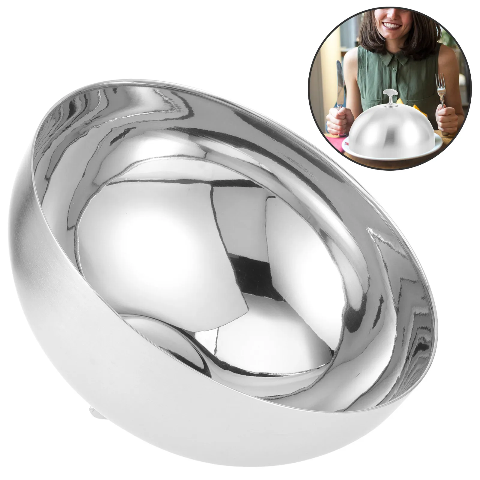 

Stainless Steel Food Dome Cover for Home Kitchen Restaurant Bbq Steak Cake Serving Fresh-Keeping Protective Lid Oil-Proof Meal