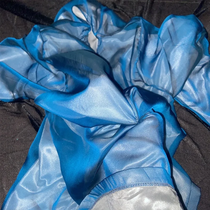 Plus size Men Silky Touch T Shirt  Gold Voile Outside Ice Silk Inside glossy Soft pajamas Round Neck Pullover Long Sleeve Top