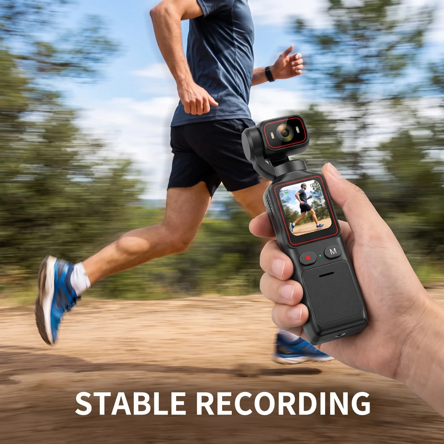 Portable Pocket Gimbal Camera 3-Axis Anti-Shake Handheld Vlog Video Camera HD Touch Screen Mini Action Cam for Outdoor Travel Cycling