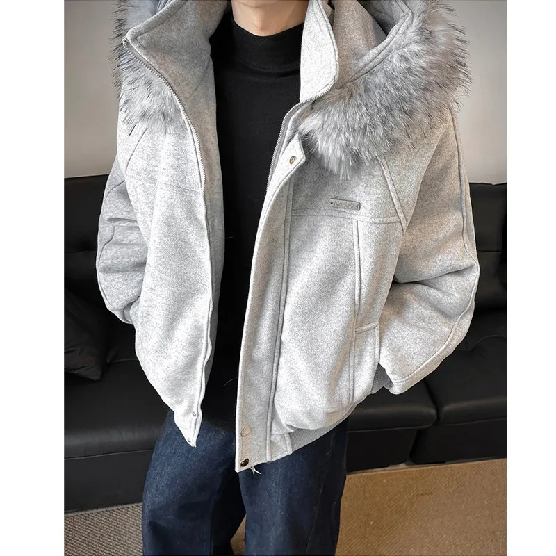 

Утепленная осенне-зимняя хлопковая куртка унисекс с капюшоном, теплая хлопковая куртка в клетку с меховым воротником, винтажный американский стиль, большие размеры