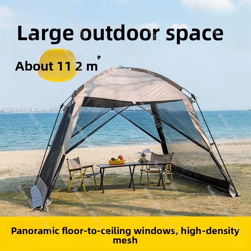 Outdoor Sunshade Camping Tent,Mosquito-Proof Mesh Canopy with UV Protection & Rain Shield for All-Season Beach & Camping Use