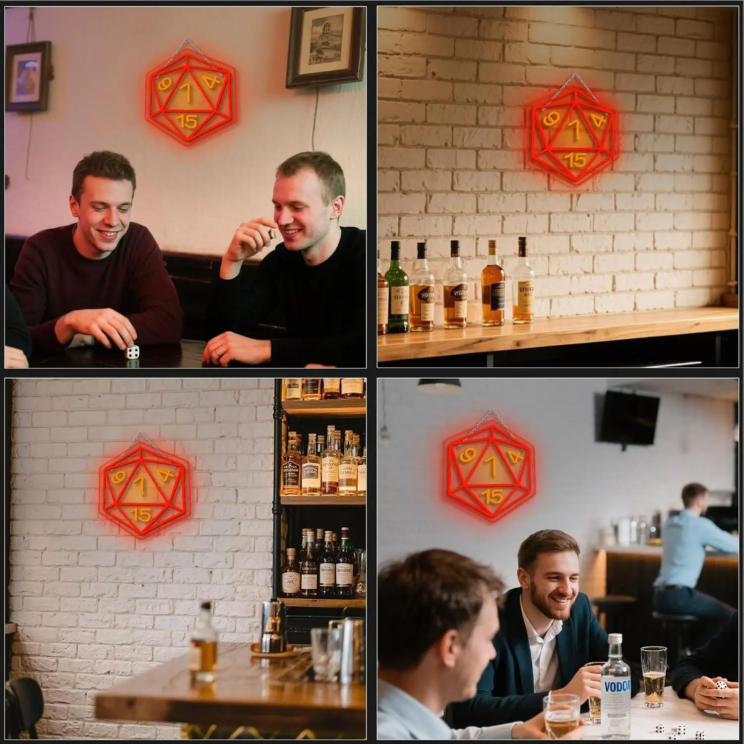 

DND Dice Неоновая вывеска с регулируемой яркостью Dungeons And Dragons Dice Светодиодные вывески для декора стен Гра в кости Неоновая вывеска для настольных игр Hom
