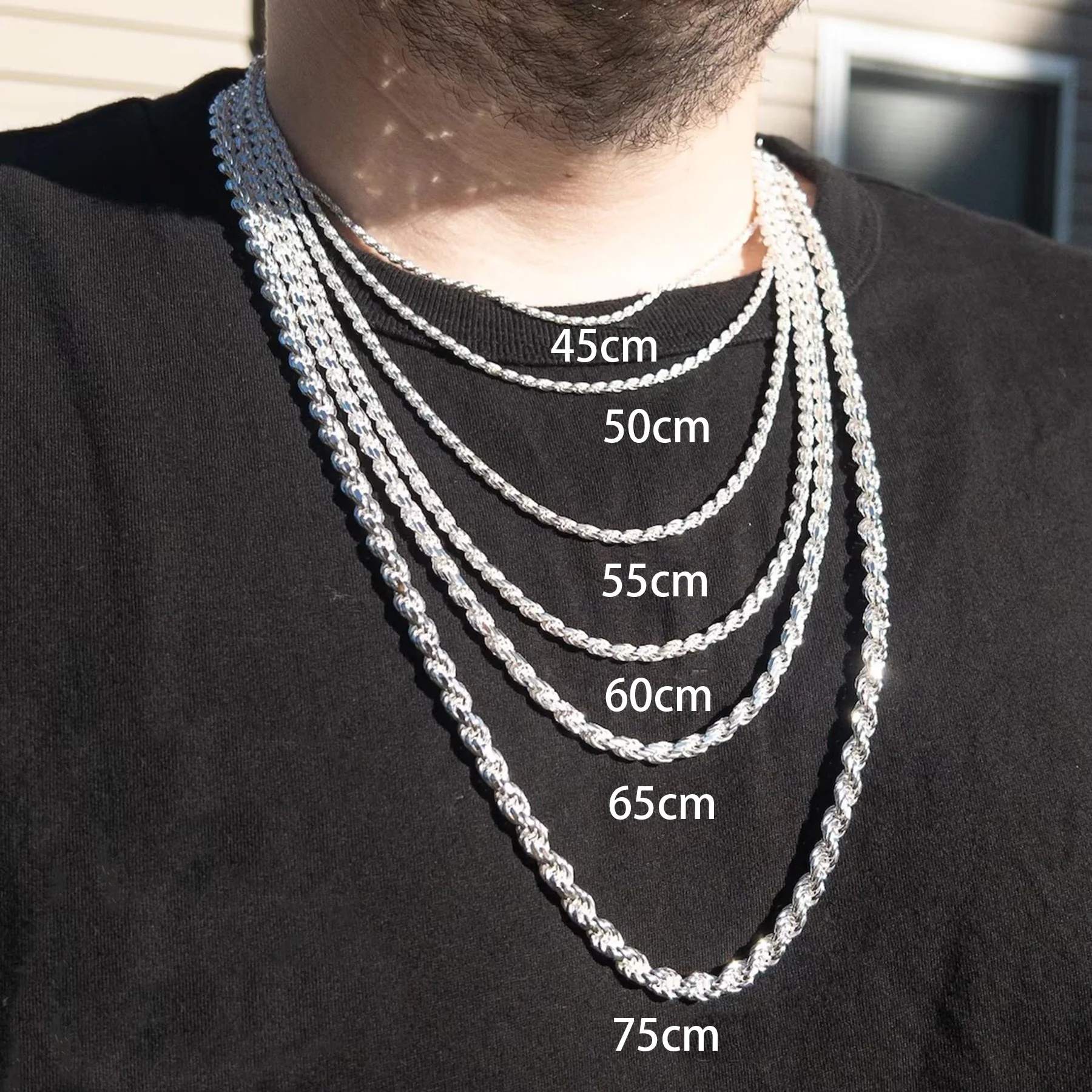 3-5 مللي متر الموضة الكلاسيكية الملتوية حبل سلسلة قلادة الفولاذ المقاوم للصدأ أبدا تتلاشى مقاوم للماء المختنق الرجال النساء مجوهرات عالية الجودة