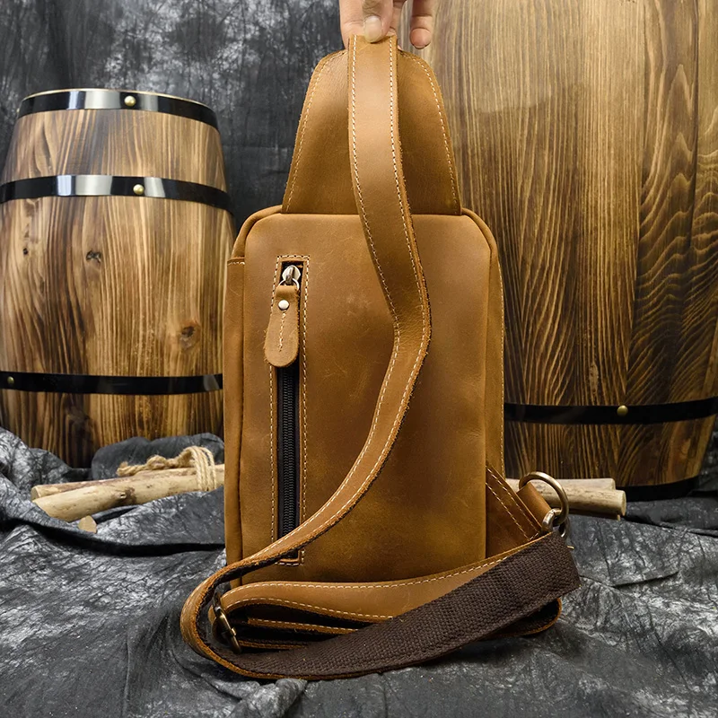 Luksusowa designerska męska skórzana torba na klatkę piersiową Prawdziwa skóra bydlęca Męskie torby na klatkę piersiową Crossbody Męska torba na ramię Popularny 2022 — zdjęcie 2