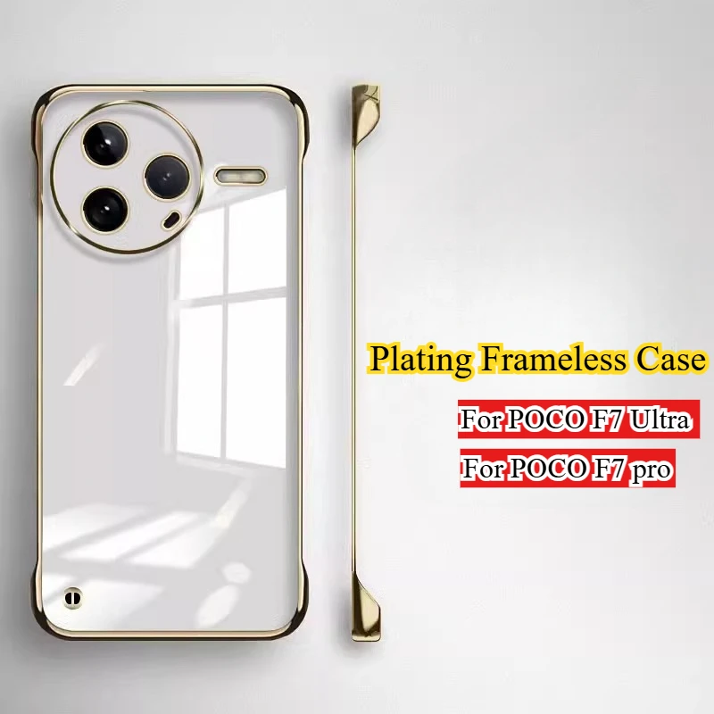 Überzug, rahmenlos, transparent, harte Rückseite für POCO F7 Ultra F7 Pro, POCOF7 ultraschlankes, dünnes, klares Kamera-Schutzringgehäuse
