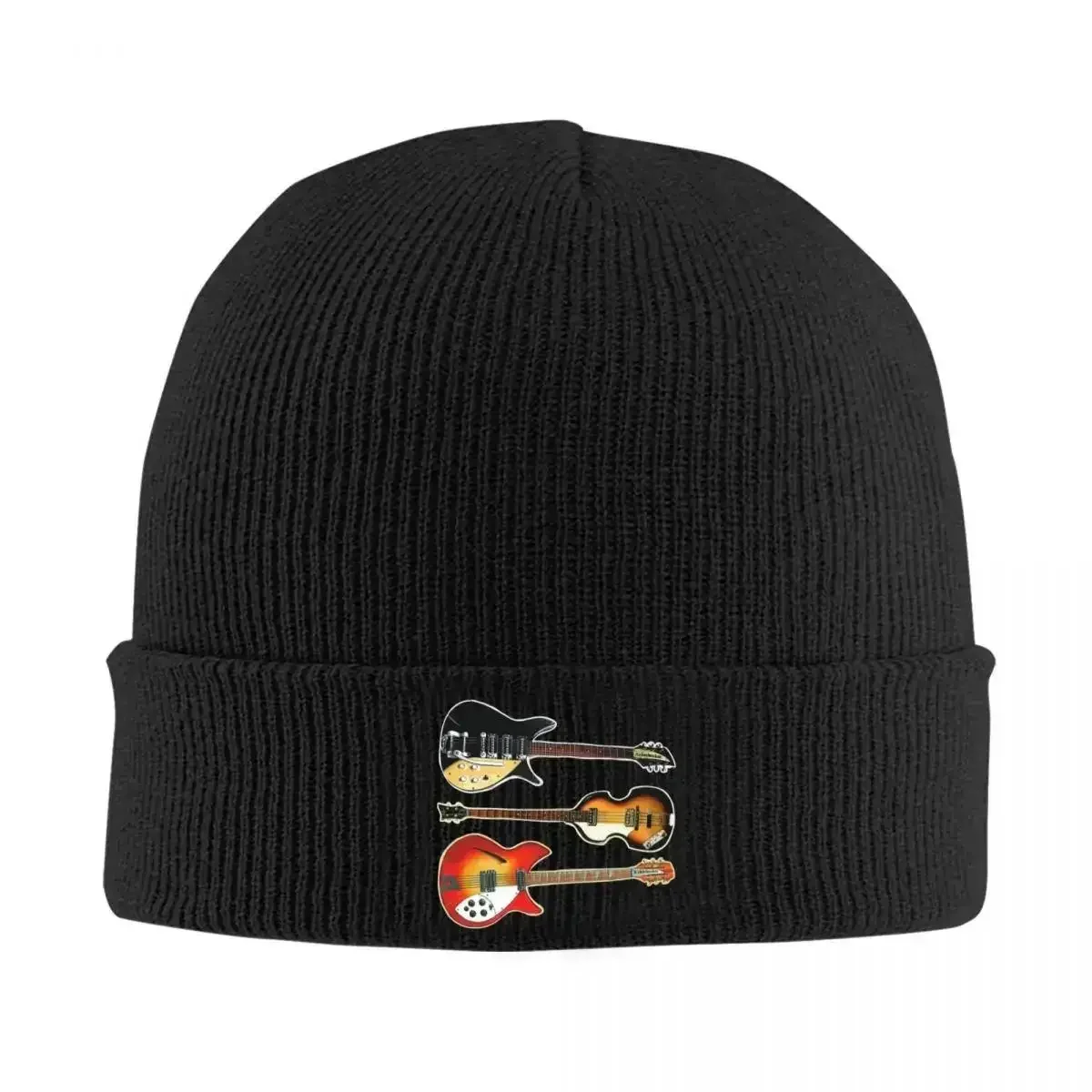Gorros de punto cálidos de moda para otoño e invierno 2026: gorros unisex con diseño de guitarras Rickenbacker y bajos Hofner