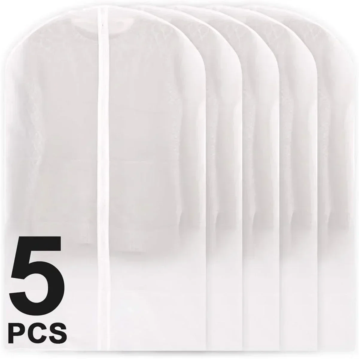 5Pcs Dustproof Garment Covers Bags with Zip Washable Reusable Clothes Storage Bag Waterproof Clothes Cover Clear Garment Bag