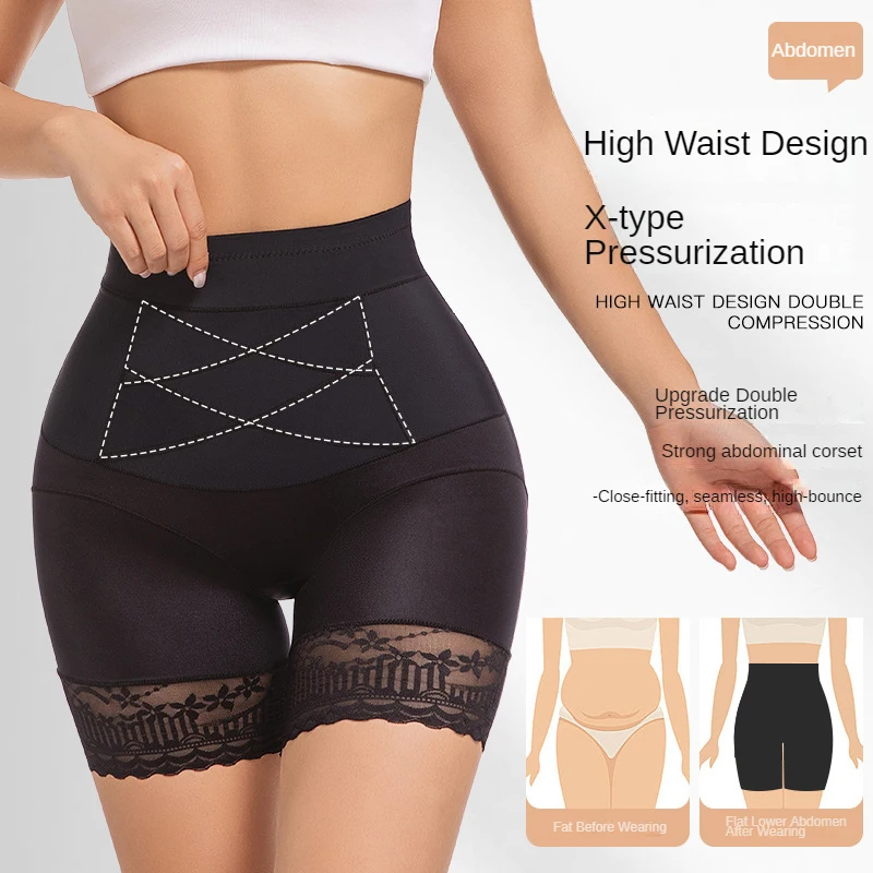Spitzen-Sicherheitsshorts für Frauen, hohe Taille, Bauchkontrolle, Body Shaper, Höschen, Bauch, Kompressions-Boxershorts, Oberschenkel, Kreuz-Shapewear-Höschen