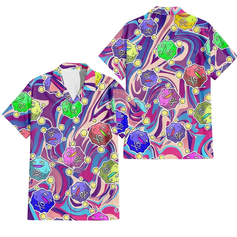 Camiseta hawaiana con estampado de dibujos animados en 3D para hombre, Camiseta holgada de gran tamaño, de manga corta, Unisex