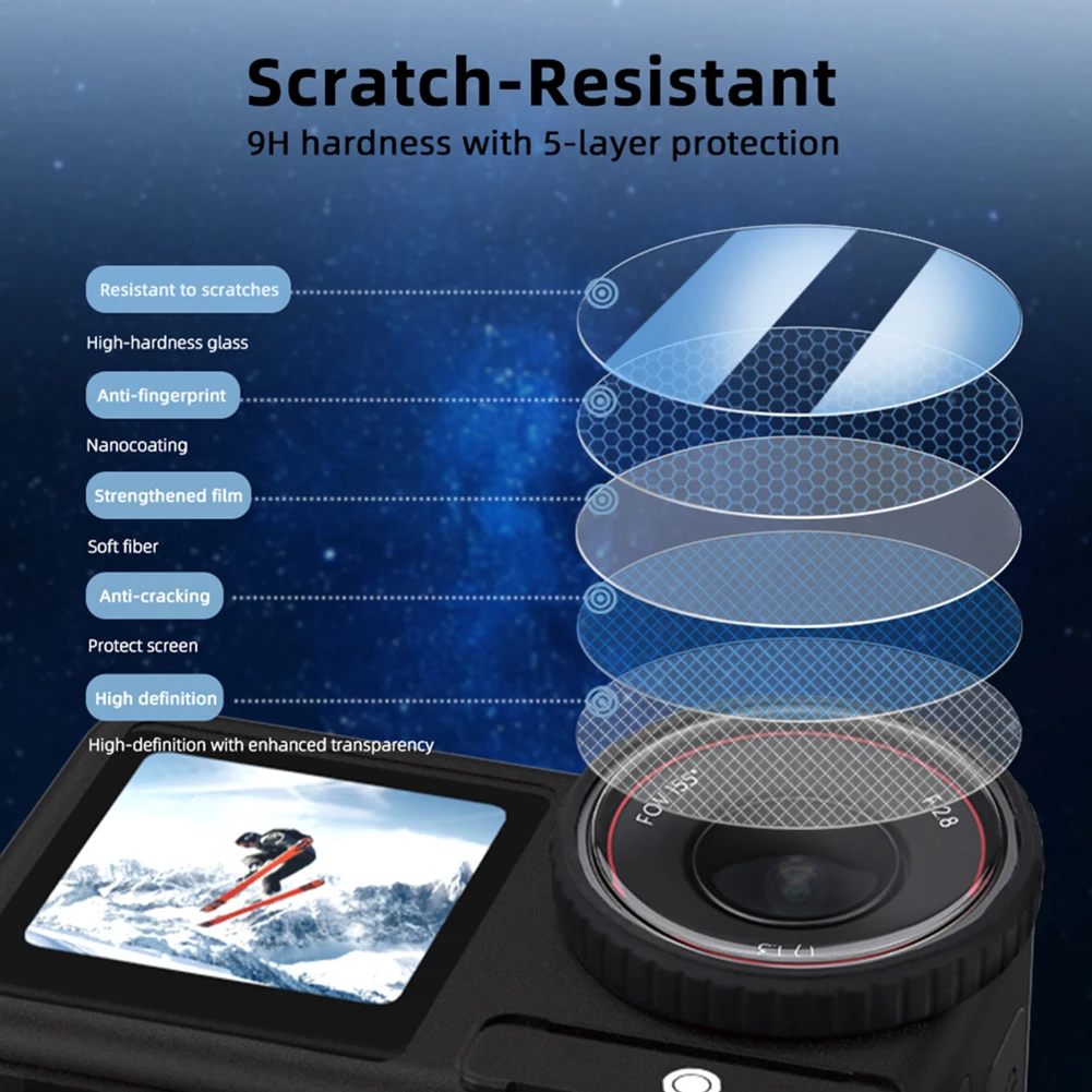 Flim in vetro temperato per DJI Osmo Action 5 Pro Protezione schermo Anti-scrach 9H Durezza Pellicola protettiva per lenti Accessori