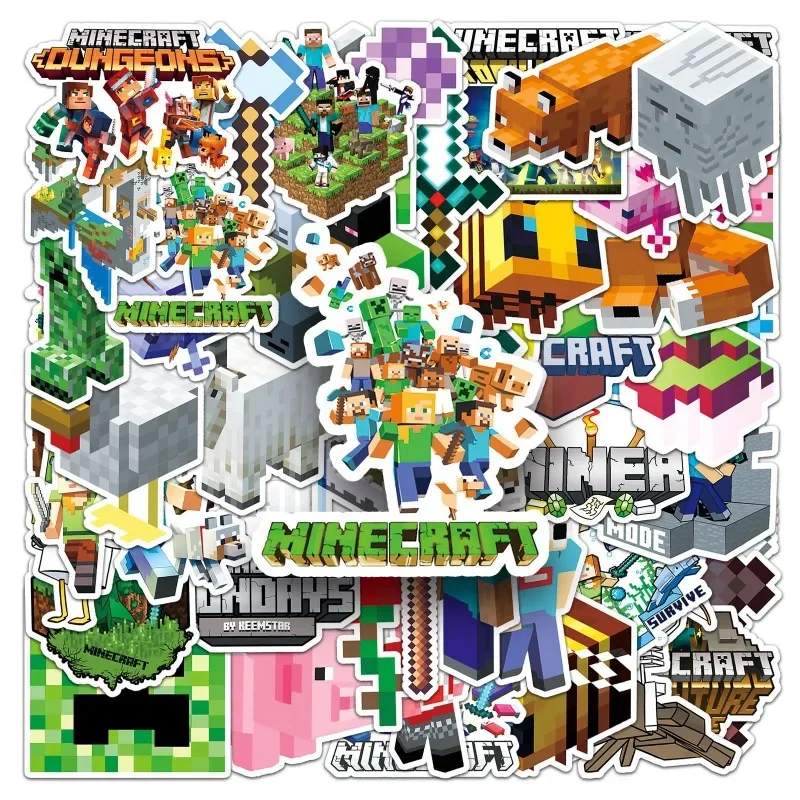 50pcs Game Minecraft Cartoon Graffiti Stickers Water Cup Luggage Laptop Stationery Skateboard Decorative Stickers