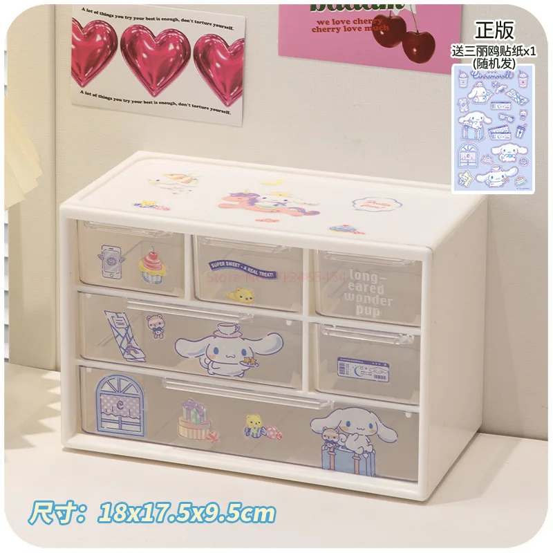 Imagem -05 - Sanrio Jiugongge Caixa de Armazenamento Pequeno Objeto Fita Desktop Gaveta Quadro Bonito Jóias Lentes de Contato Cosméticos Gabinete de Acabamento Prateleira