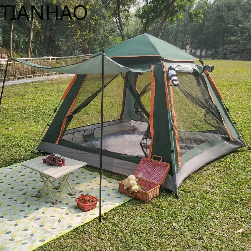 A Automatic Camping Outdoor Pop-up Tent for Waterproof Quick-Opening 4 Person Canopy