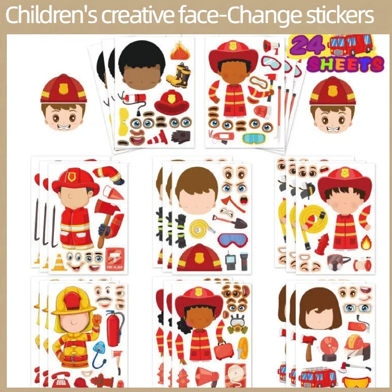 

Детские наклейки, мультяшные профессиональные нарядные головоломки, наклейки «сделай сам», детские развивающие наклейки, наклейка для лица