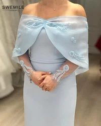 SWEMILE Column Ankle-Length Applique Off-The-Shoulder Neckline Zipper Up Sleeveless Evening Dress Wedding Party Dress Elegant