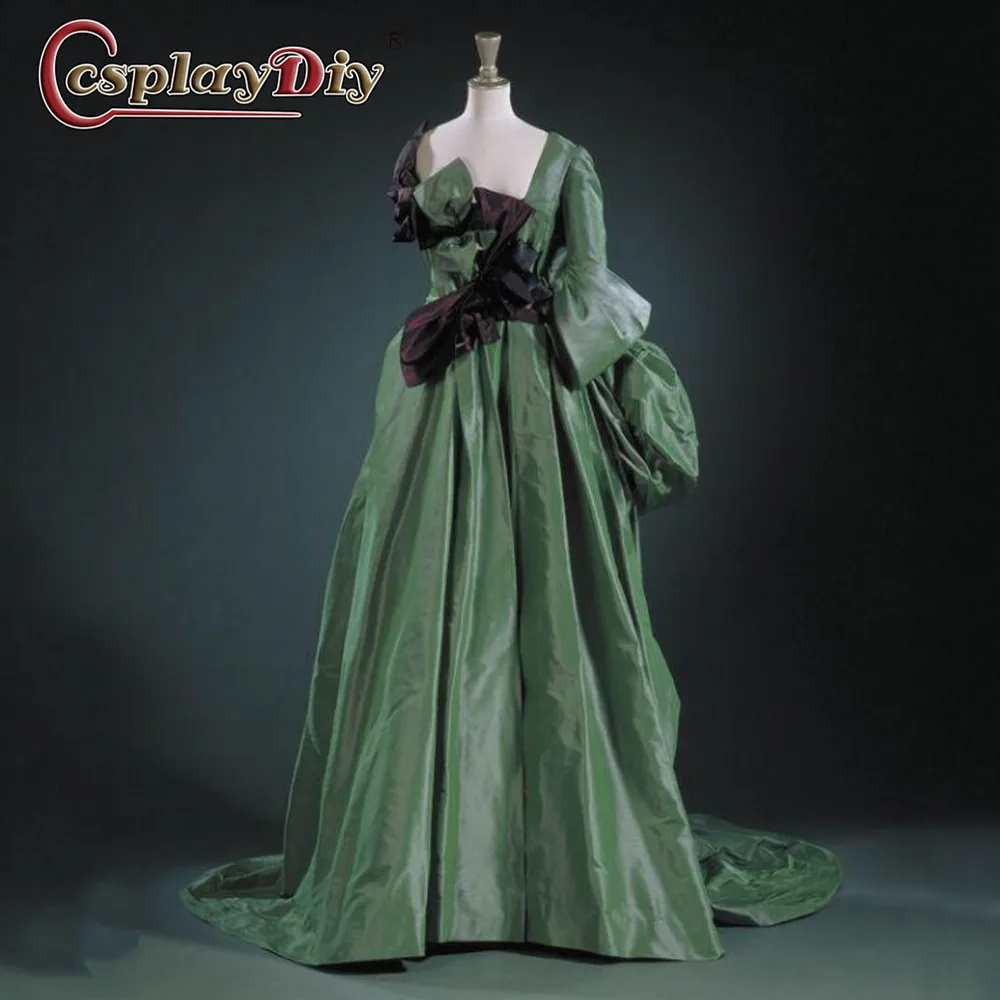 

1990S Evening Dress Historical Green Silk Ball Gown Vintage Green Dress Victorian Gothic Outfits Cosplaydiy Stage Dress Costume