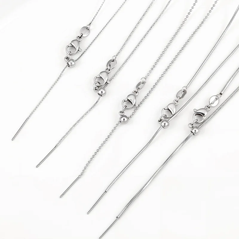 Titanium Steel Universal Adjustable Chain DIY Jewelry Beading Pendant Stainless Steel Necklace for Men and Women 50cm view 4