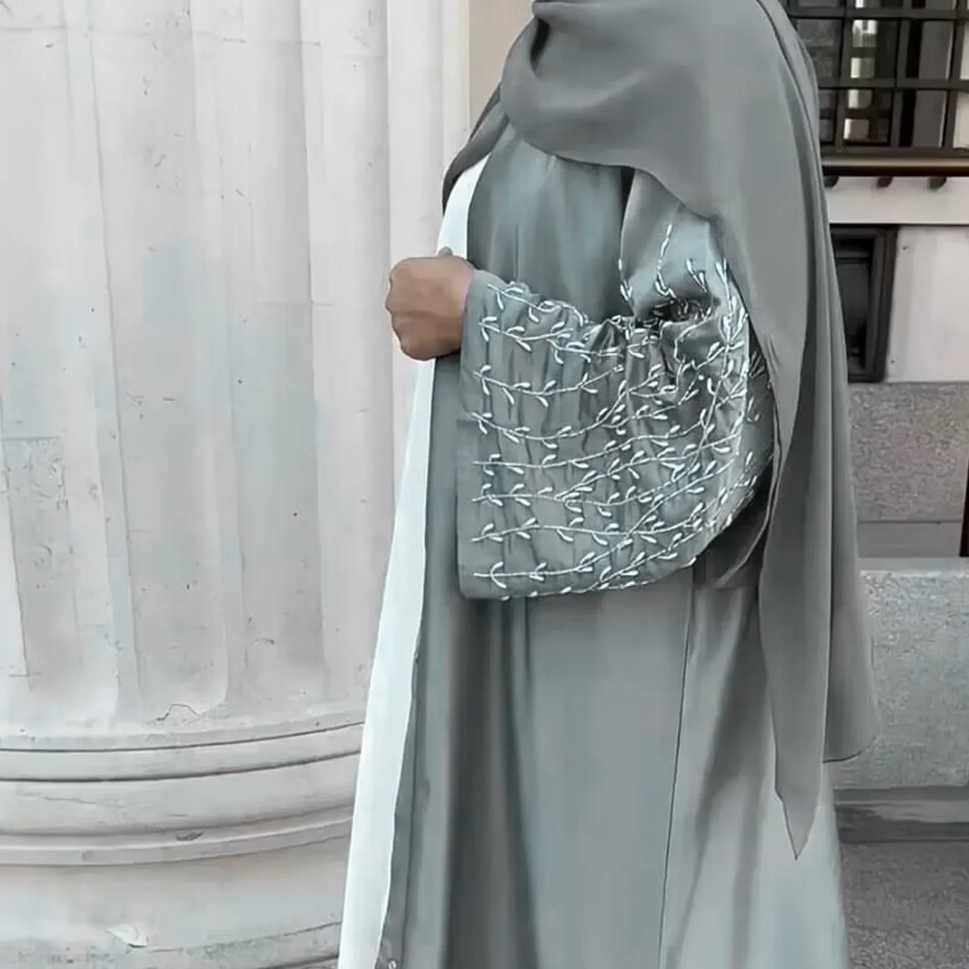 Quimono Abaya Feminino, Dubai Party Kaftan, Moda Muçulmana de Frisada Sólida, Vestido Hijab, Turquia Abayas, Roupa Modificada do Islã, Verão