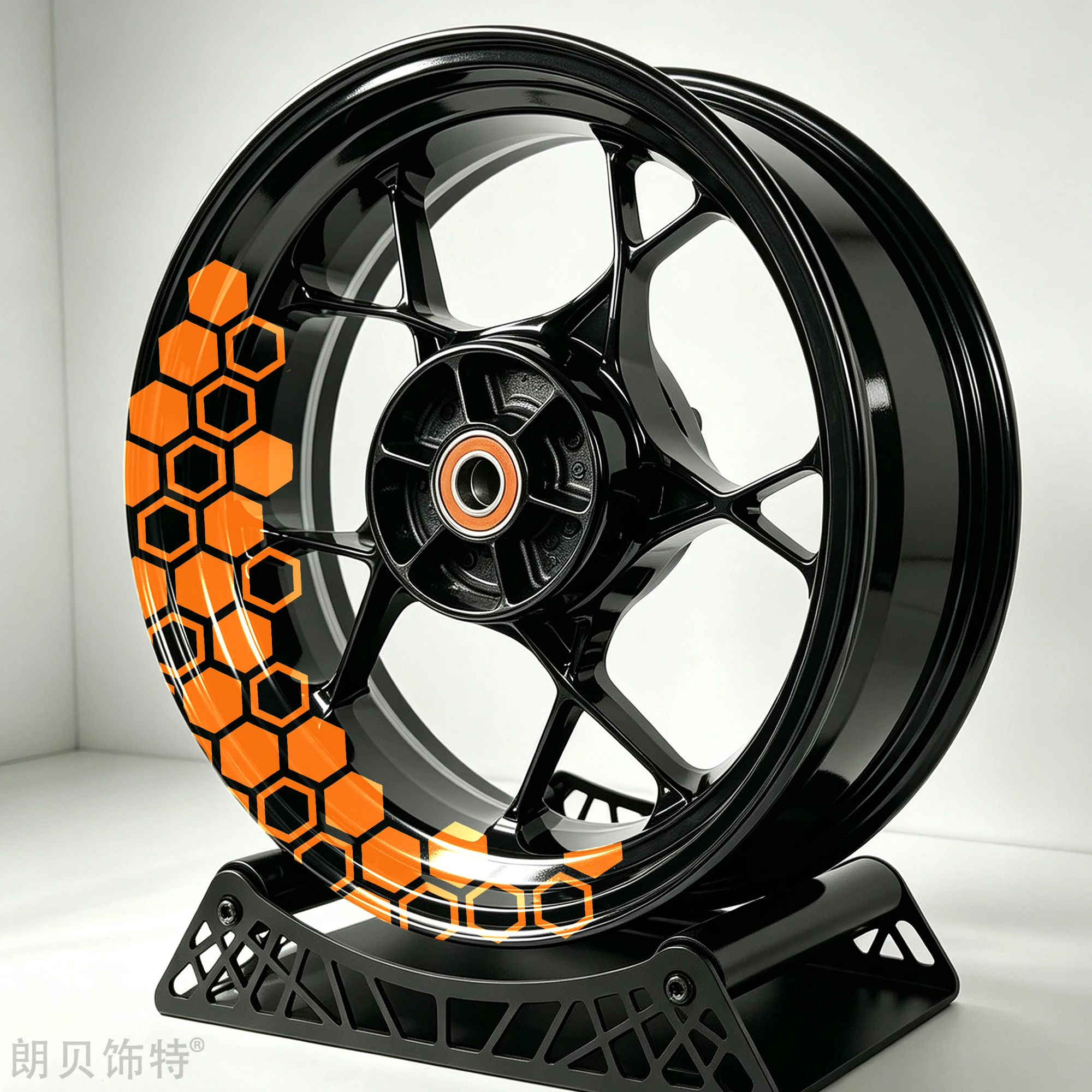 Motorcycle Wheel Rim Stickers 17 Inches Front Rear Honeycomb Hexagon Decals Waterproof Self Adhesive for Motorbike Scooter Decor view 5