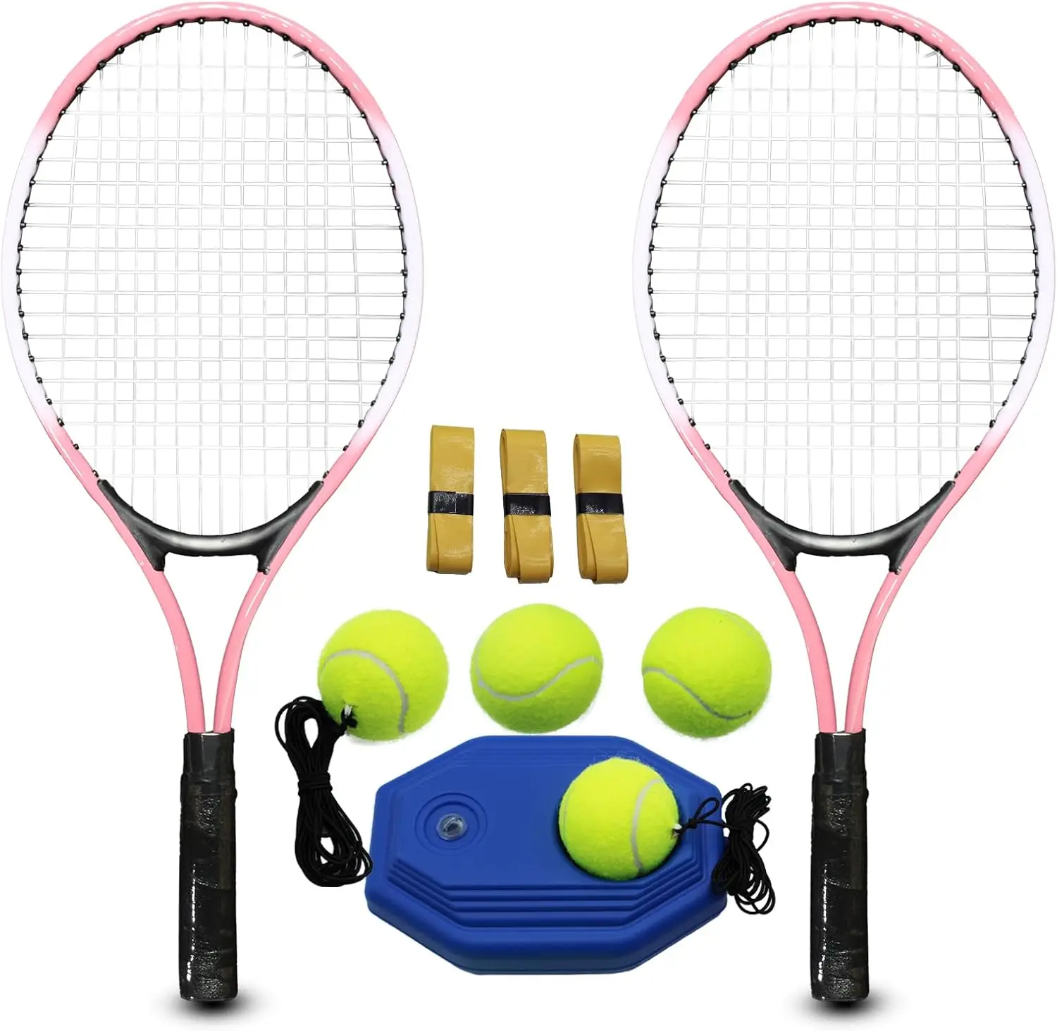 

High-Performance Tennis Racket Yellow Wood Grip Nylon Net with Elastic Carbon Strings for Trainingpromote sales