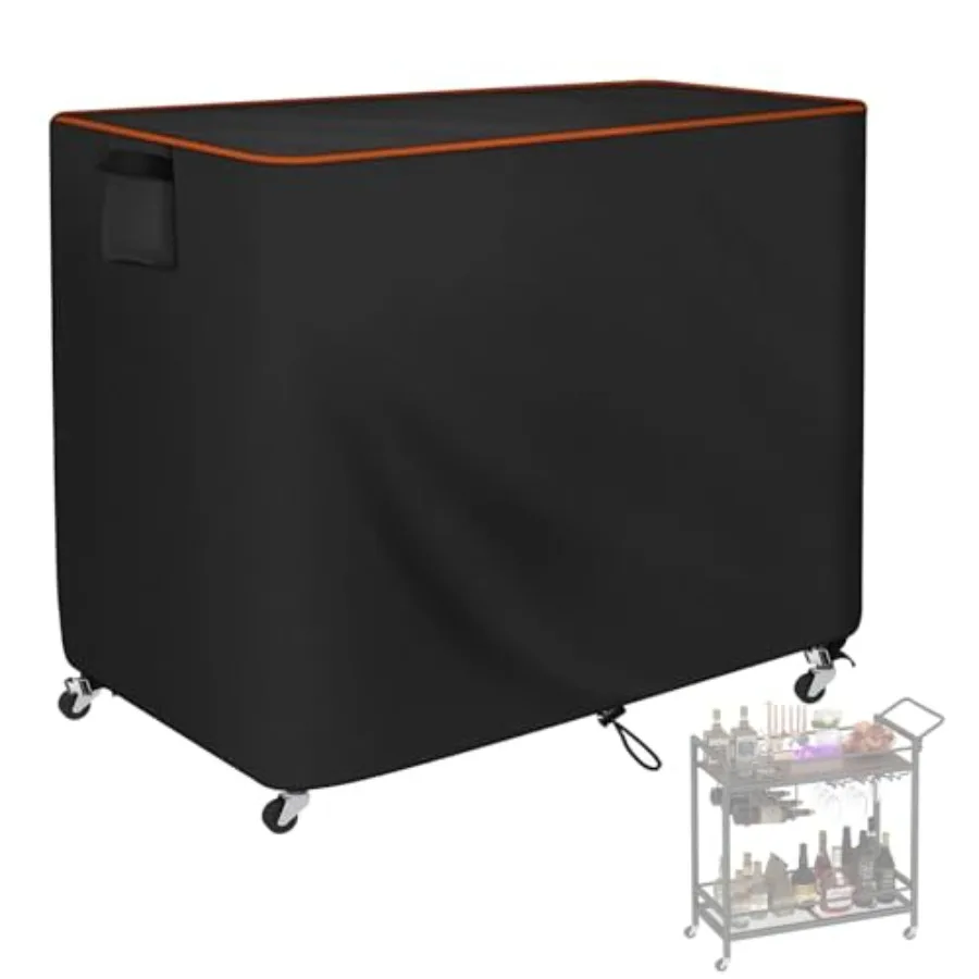 

Patio Bar Table Cover 420D Oxford Wicker Bar Cart Cover Waterproof Protective Beverage Serving Cart Dustproof for Outdoor Garde