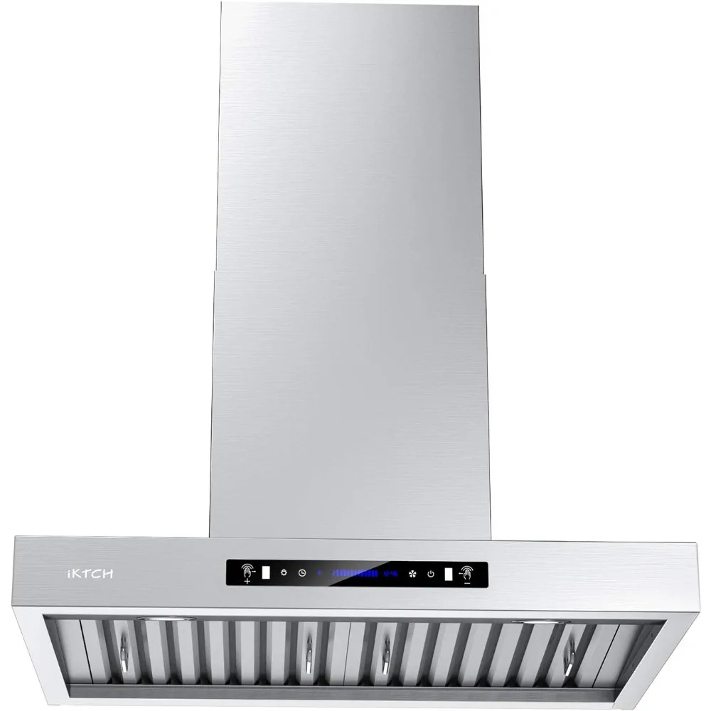 

30 Inch Wall Mount Range Hood with 900 CFM, Stainless Steel Backsplash, 4-Speed Fan, Ducted/Ductless Vent, Gesture Sensing