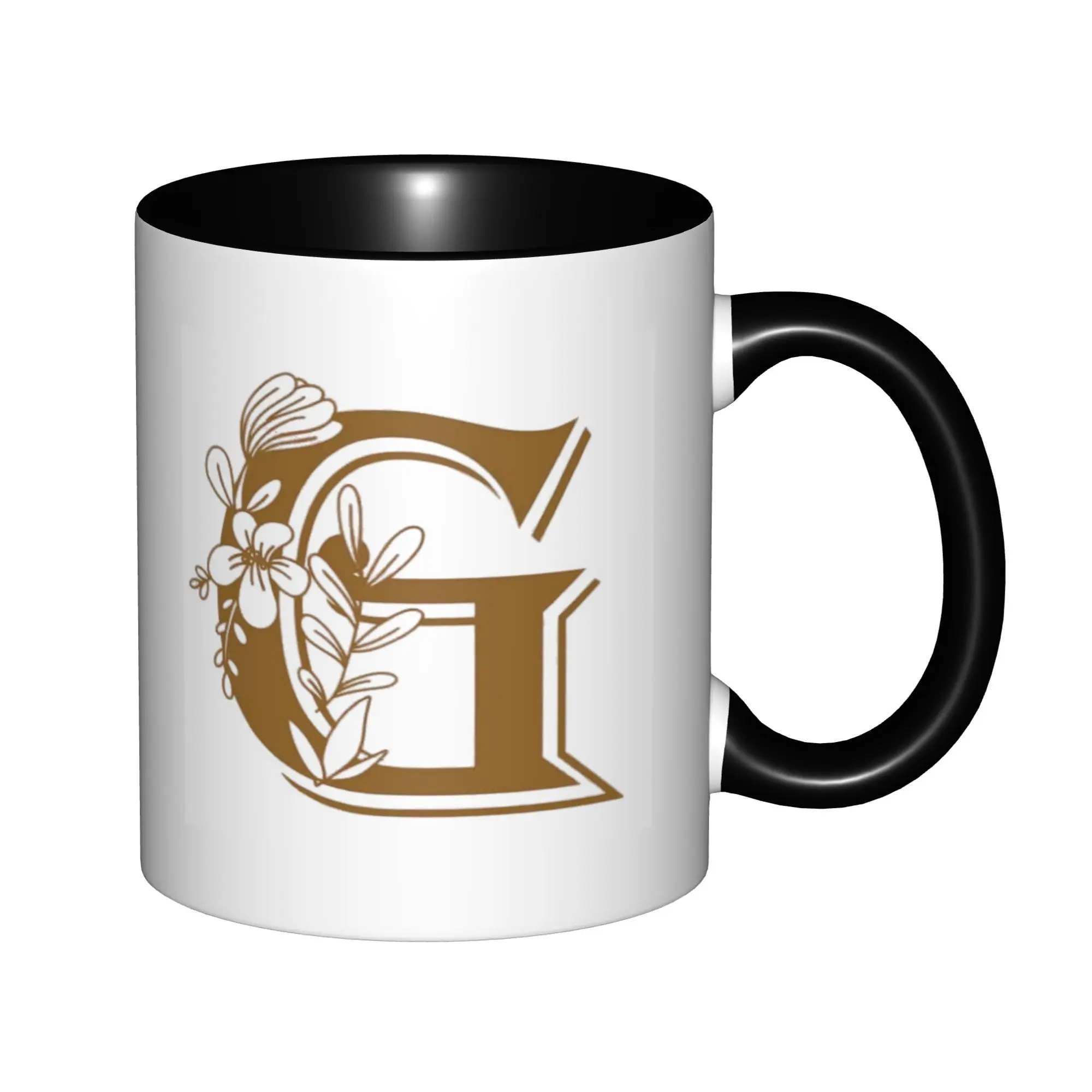 

Letter G Personalized Initial Mugs with Flower, Bridal Shower Gifts Mugs For Birthday Coffee Mugs Ceramic Tea Cups 11oz