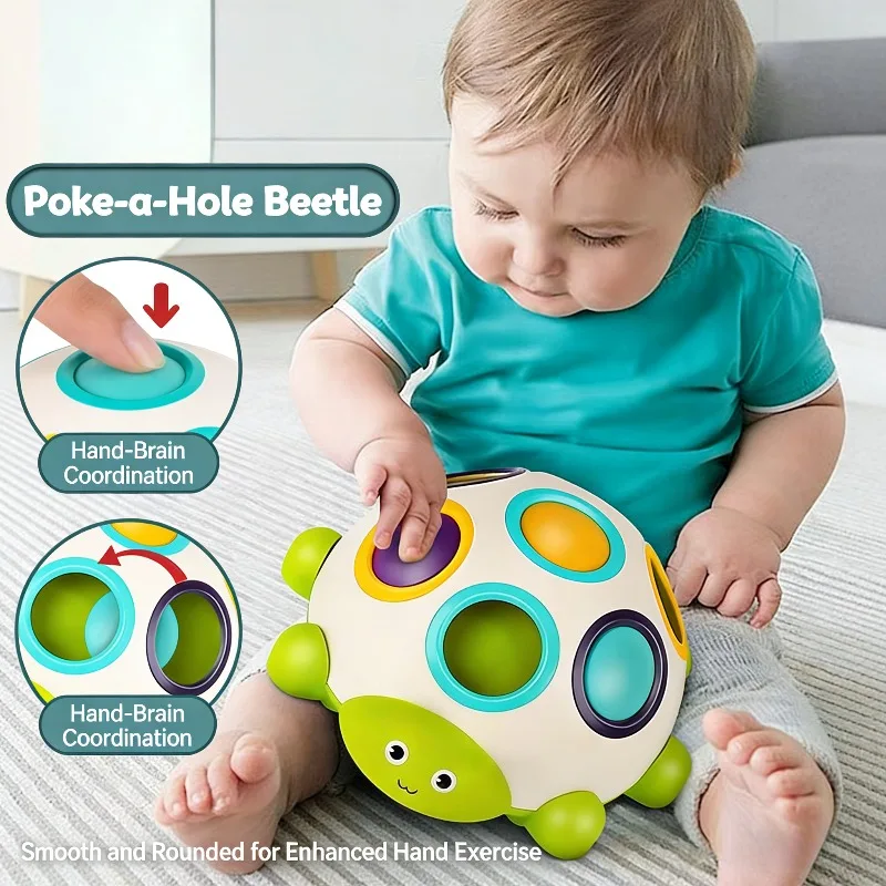 Baby Turtle Pressing Toy Baby Finger Gripp Train with Roller Inertia Sliding Color Cognitive Matching Early Education Puzzle Toy