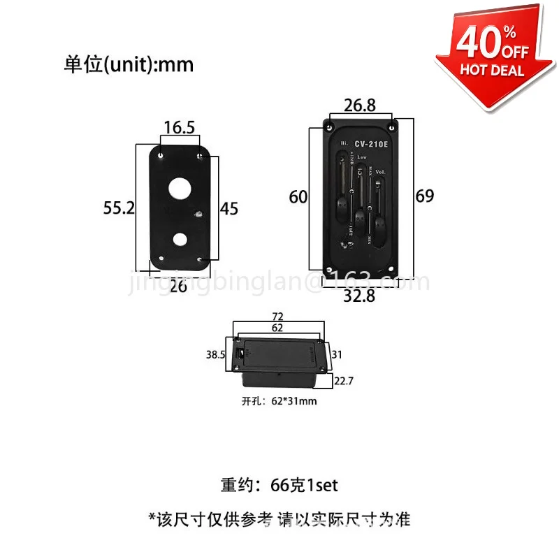 Factory direct electric box Active violin pickup Electronic electro-acoustic violin piezoelectric pickup, musical  accessories