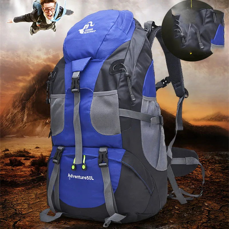 2023 Outdoor 50L Travel Backpack Men's Women's Camping Hiking Rucksack Sports Ultralight Polyester Mountaineering Bag