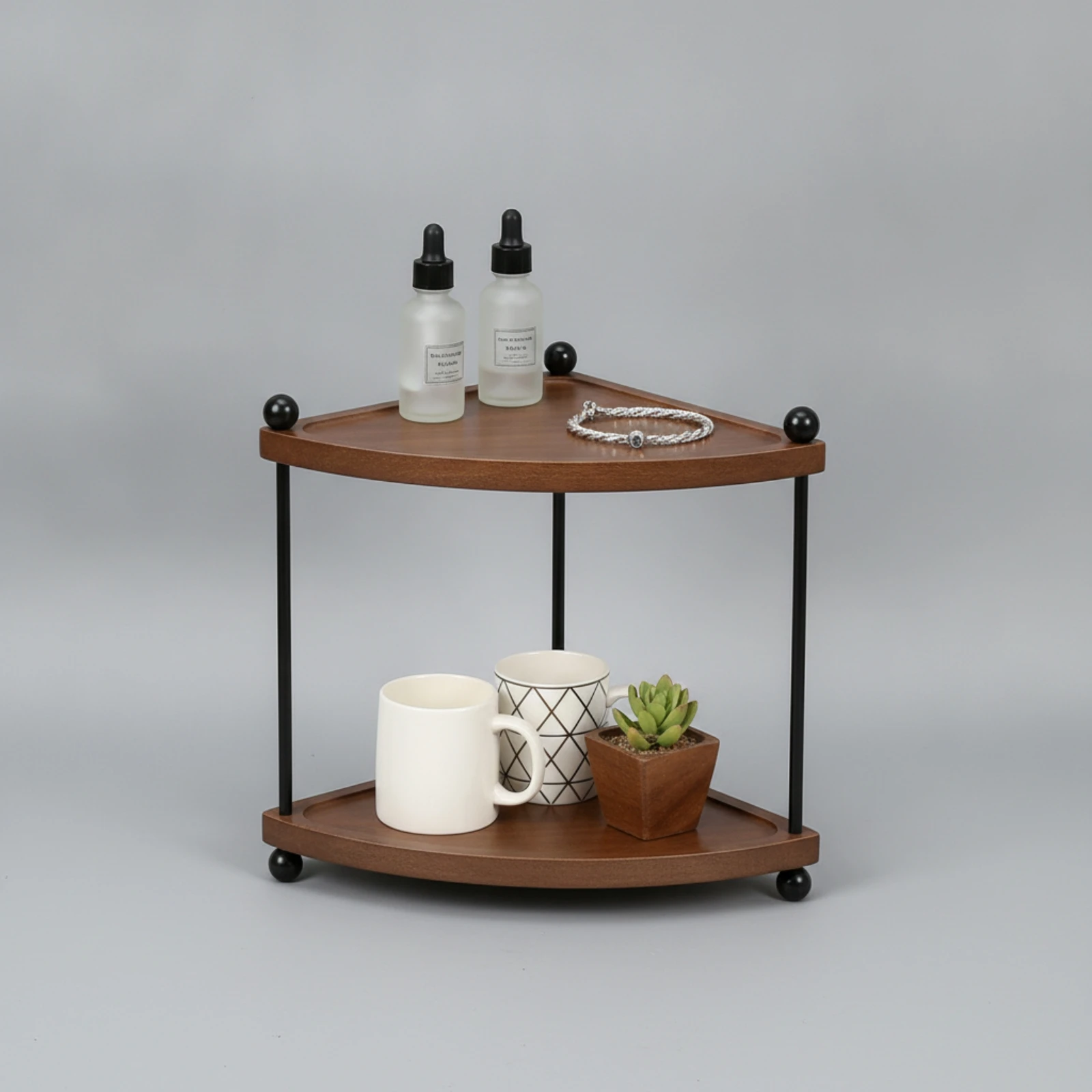 Corner Storage Rack Freestanding Triangular Corner Shelf Shelf Stand Holder Open-Frame Compact for Bathroom, Vanity