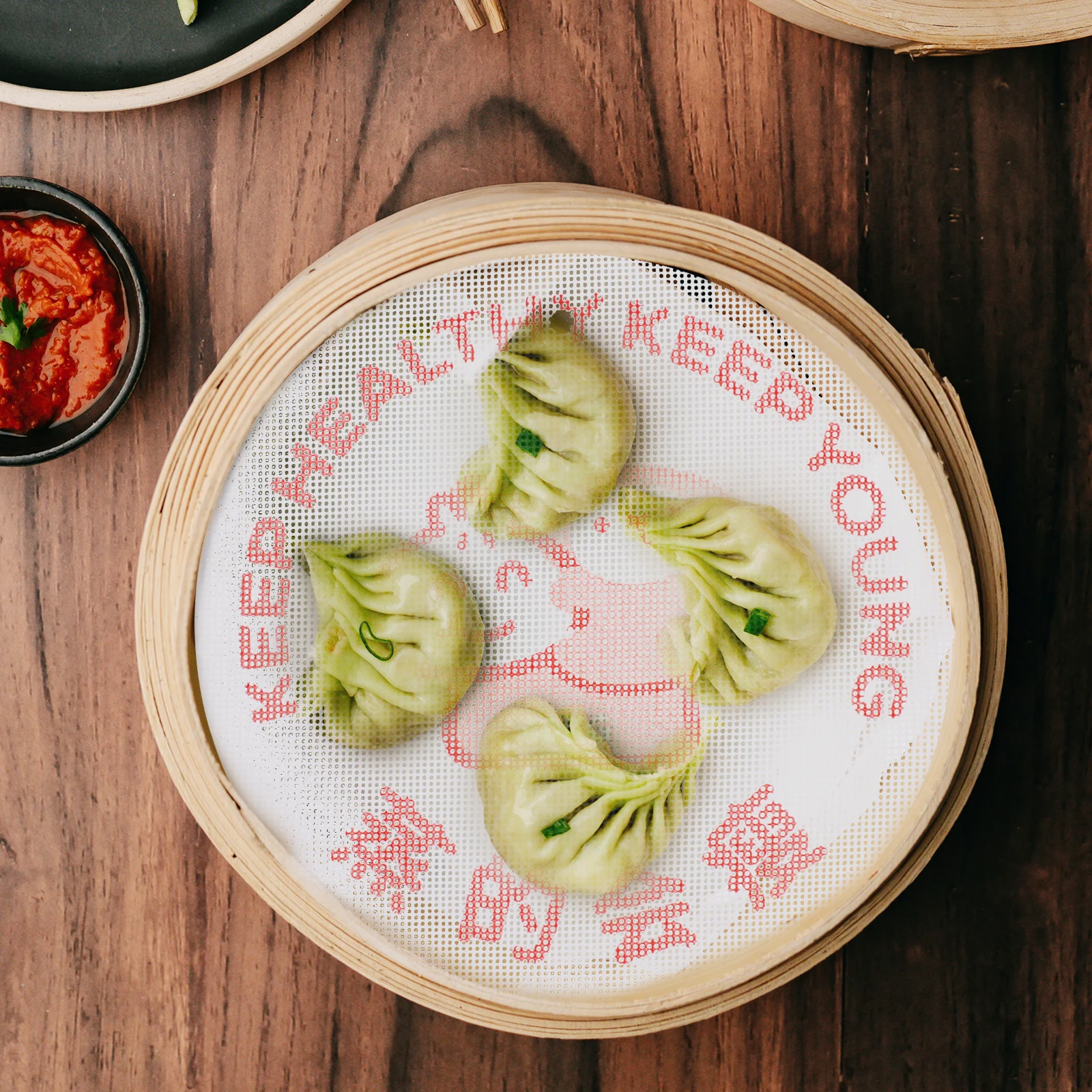 

2 Pcs Steamer Mat Bun Cloth Round Liner Food Grade Mats Steamed Liners Pink Pads Dumpling