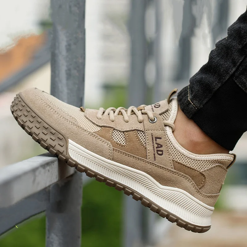 

Мужская повседневная летняя рабочая обувь со стальным носком, дышащие защитные ботинки, рабочие кроссовки для работы на открытом воздухе, безопасная обувь